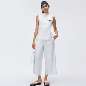 Conjunto de Ropa Deportiva Ligera de Algodón para Mujer, Estilo Urbano, Informal, Lujoso y Moderno, de 2 Piezas, para Verano - Product Image 1