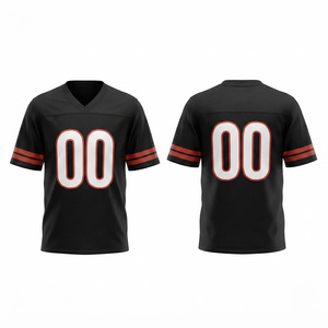 Maillot de football américain noir pour hommes, col en V, manches courtes - Product Image 1