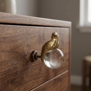Ba Brass Bird Perched Crystal Glass Cabinet Knob Traditional Furniture Handle Home Office Decor - Product Image 6