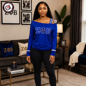 เสื้อครอปปักลาย Zeta Phi Beta Finer Womanhood ผ้าฝ้ายสำหรับฤดูหนาว ไซส์พลัส ระบายอากาศได้ดี แห้งเร็ว สำหรับชมรมนักศึกษาหญิง - Product Image 1