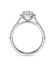 Bague de fiançailles ovale sertie halo pavé, avec pierre centrale de plus d'un carat, en or jaune, blanc, rose et platine 18 carats. - Product Image 2