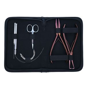 Kit d'outils pour extensions capillaires : Pince à sertir plate, Pince de retrait de perles, Crochet d'enfilage, Mini-ciseaux, Aiguille courbée, Fournitures de salon - Product Image 5