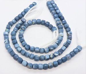AAA Natural Blue <b>Opal</b> Shaded Faceted Cube Shape Gemstone Beads 7-8MM Blue <b>Opal</b> 3D Box Shape Loose Beads 8Inch For Jewelry Making - Product Image 1