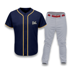 Conjunto de Uniforme de Béisbol de Alto Rendimiento para Hombre, Pantalones Grises con Detalles Dorados, Logotipo Bordado, Poliéster Transpirable, para Todas las Temporadas - Product Image 1