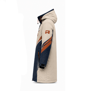 Veste longue d'hiver en textile avec capuche, manches longues, fermeture boutonnée, couleur unie, standard, chaude, grande taille, écologique, respirante - Product Image 5