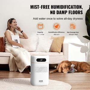 Umidificatore Intelligente con Purificatore d'Aria, 480 Ml/h, 3 Velocità, per Tutta la Casa fino a 20 m², Installazione da Tavolo - Product Image 3