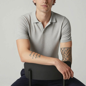 Minimal Style <b>Waffle</b> Knit Soft Fabric Modern Casual Wear T <b>Shirt</b> Soft Feel <b>Waffle</b> Weave Lightweight Summer Wear T <b>Shirt</b> - Product Image 2