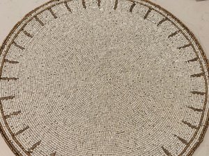 Yellow Beaded Placemat <b>Round</b> Handmade Dining <b>Table</b> <b>Mat</b> Charger Plate Kitchen Decor Wedding Party <b>Table</b> Setting - Product Image 6