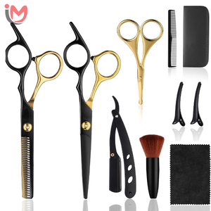Kit de coiffure professionnel avec peigne et pince, bleu et noir, revêtement de qualité supérieure, étui en cuir à fermeture éclair, OEM - Product Image 5