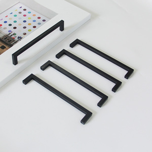 Eco-Friendly Modern Minimalist Pull Zinc Alloy Cabinet Handle Matte <b>Black</b> Furniture Hardware for Kitchen Bathroom Nightstands - Product Image 1