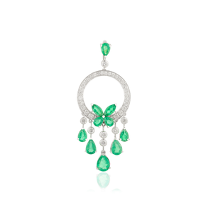 18K Solid White Gold Designer Chandelier Pendant Necklace - Product Image 2