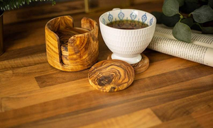 Modern Eco-Friendly Wooden <b>Coaster</b> <b>Set</b> Natural Olive Wood Drink <b>Coasters</b> Durable Table Protection Accessories Coffee Cups Tea - Product Image 5