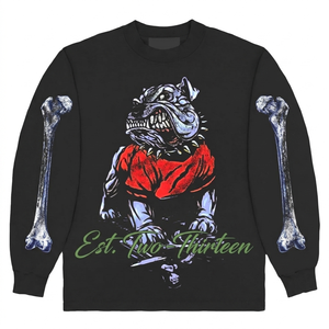 T-shirt streetwear imprimé graphique style urbain manches longues en coton premium coupe décontractée 100% coton pour homme coupe ample imprimé - Product Image 5