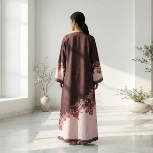 Abaya Holgada de Diseño Poly Moss para Mujer, Estilo Árabe con Frente Abierto, Cárdigan Largo, Ropa Islámica Modesta - Product Image 2