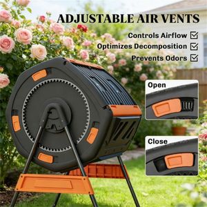 Compostiera da Esterno Arancione con Aeratore per Compostaggio Efficace all'Aperto - Product Image 4