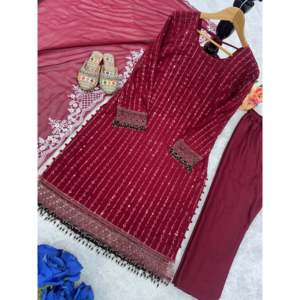Hermosa ropa de fiesta para mujer Top Bottom Fancy Dupatta Set - Product Image 1