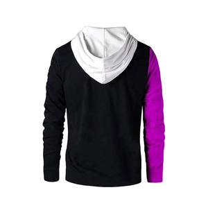 เสื้อฮู้ดผู้ชายปักลายสีตัดต่อ ผ้าฟลีซ ทรงปกติ สวมใส่สบาย แขนยาว สีแดง ขาว ดำ เหมาะสำหรับฤดูใบไม้ร่วง - Product Image 4