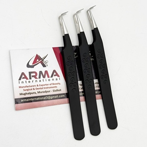 Matte Black 90 Degree Isolation Sustainable Eyelash Tweezer Pointed Tip Hand Tested Lash Extension Tweezers With Private Label - Product Image 2