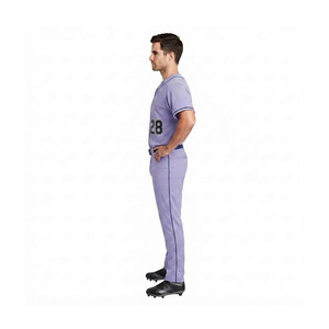 Ensemble uniforme de baseball personnalisé vert imprimé pour homme, maillot à manches courtes boutonné avec numéro, respirant, 100 % coton et polyester - Product Image 2