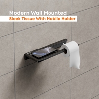 Porte-serviettes mural auto-adhésif en acier inoxydable de qualité supérieure avec étagère pour téléphone portable, organiseur de salle de bain fixe