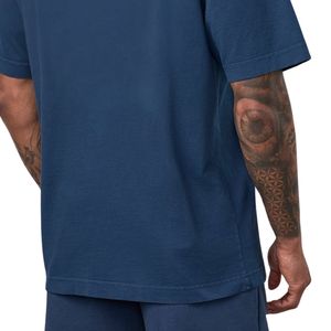 T-shirt graphique délavé bleu marine pour homme, en coton, coupe oversize, col rond, manches courtes, style streetwear décontracté, doux, respirant et tendance - Product Image 5