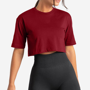 Camiseta Deportiva sin Costuras para Mujer, Diseño de Top Corto, Talla Grande, Ropa Deportiva de Verano, Color Sólido, Hombros Caídos - Product Image 1
