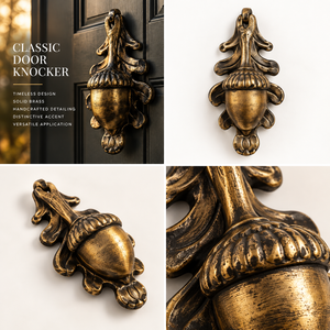 Timbre de Puerta Vintage en Tono Dorado con Diseño Botánico Ornamental, Herraje Decorativo Clásico para Puerta de Entrada - Product Image 6