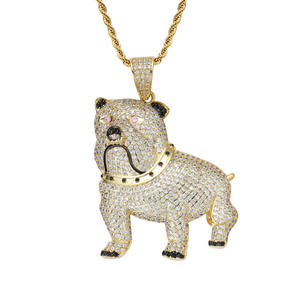 Pendentif Bouledogue Plaqué Or Rose Haute Demande avec Strass en Cristal, Breloque Unisexe Hiphop pour Usage Quotidien, En Vente - Product Image 2