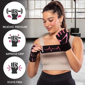 Women Workout <b>Gloves</b> Breathable Gym Fitness <b>Gloves</b> <b>With</b> Enhanced <b>Grip</b> Palm Cushion Wrist Support For Weightlifting Cycling OEM - Product Image 2