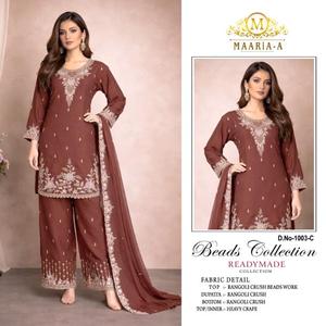 Women Purple Salwar Kameez With <b>Beads</b> Work Rangoli Crush Fabric Loose Fit Buy <b>Direct</b> From Supplier - Product Image 4