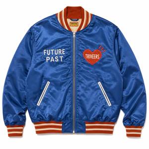 <b>Men's</b> Blue Custom Embroidered Satin Bomber <b>Jacket</b> <b>Men</b> Varsity Baseball Zip Up Streetwear Fashion Wholesale OEM ODM - Product Image 1