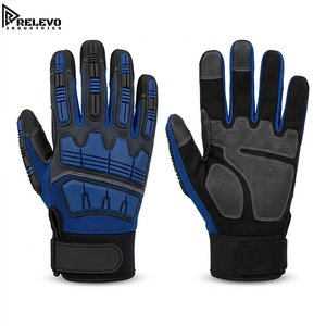 Gants de travail résistants aux chocs OEM, bleus et noirs, équipement de sécurité robuste pour mécaniciens, protection anti-vibrations et pour les travaux de construction - Product Image 2