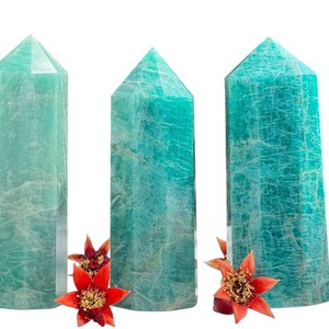 Torre de Amazonita de Alta Calidad, Piedra Preciosa Natural Tallada, Amuleto de Amor Feng Shui, Obelisco de Cristal Pulido, Figura Decorativa para el Hogar - Product Image 6