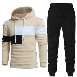 Men's Color Blocking <b>Hoodie</b> Tracksuit Full Sleeve Drawstring Closure Casual Autumn Wear Regular Fit <b>Polyester</b> Cotton Material - Product Image 1