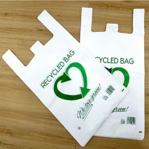 Bolsas de Compras Reutilizables para Camisetas, Hechas con HDPE Reciclado al 70% |   Bolsas de Transporte de Comestibles con Asas, Impresas Personalizadas y Aptas para Alimentos - Product Image 1