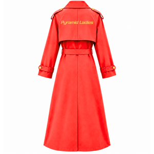 Manteau long en laine rouge et or pour femme, avec logo brodé, col cranté, manches longues, de la sororité Custom NSPDK. - Product Image 3