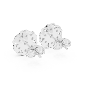 Luxury <b>Silver</b> Floral Diamond <b>Stud</b> Earrings Womens Fine Jewelry - Product Image 3
