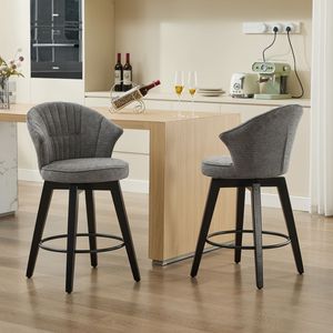 Set di 2 Sgabelli da Bar Girevoli Altezza Bancone, Sedie da Cucina con Schienale Largo Imbottito in Ciniglia - Product Image 4