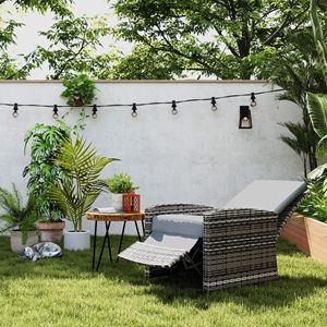 Sillón Reclinable Giratorio de Mimbre Resistente al Agua para Exteriores con Respaldo y Reposapiés Giratorios 360 Grados, Cojín Básico - Product Image 2