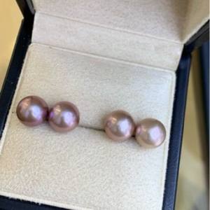 Boucles d'oreilles classiques en perles d'eau douce de camélia de 11-12 mm, perles rondes naturelles, bijoux à forte luminosité pour femmes - Product Image 3