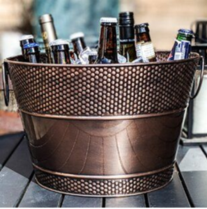 Minimalist Shiny Galvanized Classic Ice <b>Bucket</b> Beverage Holder Woven Leather Handles 5L Capacity Available Wholesale Prices - Product Image 4