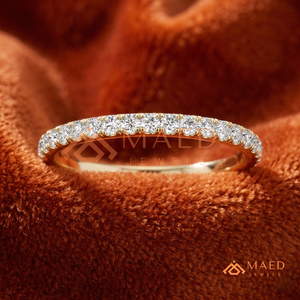 แหวนเพชรคุณภาพสูงที่เพาะเลี้ยงในห้องปฏิบัติการ ชุบทอง 14K แบบกึ่งวงนิรันดร์ ประดับเพชรแบบไมโครเพฟ แหวนแต่งงาน เครื่องประดับเจ้าสาว - Product Image 3