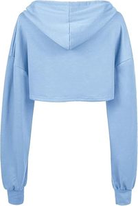 Hoodie court bleu uni à manches longues style gothique E-Girl avec découpes sur le devant pour femme – Vente en gros - Product Image 2