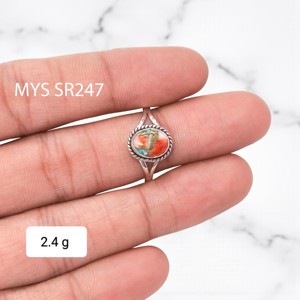 แหวนเงินแท้ 925 ประดับด้วยพลอยเทอร์ควอยซ์ธรรมชาติจากหอยนางรม น้ำหนักเบา แหวนเงินทำมือ ราคาขายส่ง เครื่องประดับขายส่งจำนวนมาก - Product Image 2