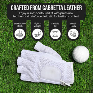 Gant de golf demi-doigt en maille pour femme, paume en cuir Cabretta de qualité supérieure, conception demi-doigt pour une meilleure adhérence et un confort amélioré - Product Image 2