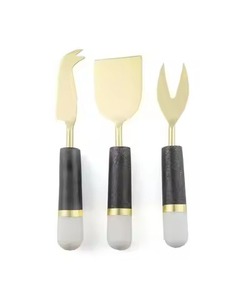 Copper Handle <b>Cheese</b> <b>Knife</b> <b>Set</b> Stainless Steel Blade Charcuterie Tools Durable Hand Wash Only - Product Image 2
