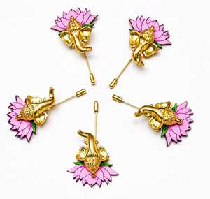 Broches Ganesh Lotus, broches traditionnelles indiennes Ganesha pour la Pooja, les mariages, les festivals, l'accueil des invités, les cadeaux de remerciement - Product Image 3