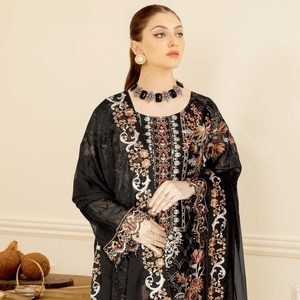 Ramsha Vol N-4 Heavy Embroidered Chiffon Three Piece Punjabi Suits <b>Long</b> Maxi Frock <b>Eid</b> <b>Dresses</b> <b>for</b> Women's Party Wear - Product Image 2