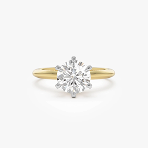 Bague de fiançailles en diamant taille brillant rond, or jaune, sertie à griffes, style classique, bijoux fins unisexes - Product Image 3