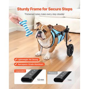 Silla de Ruedas Manual Ajustable de 2 Ruedas para Mascotas, Carrito Ligero para Perros con Ruedas Amortiguadoras, Soporte de Movilidad para Perros Discapacitados o Lesionados - Product Image 4